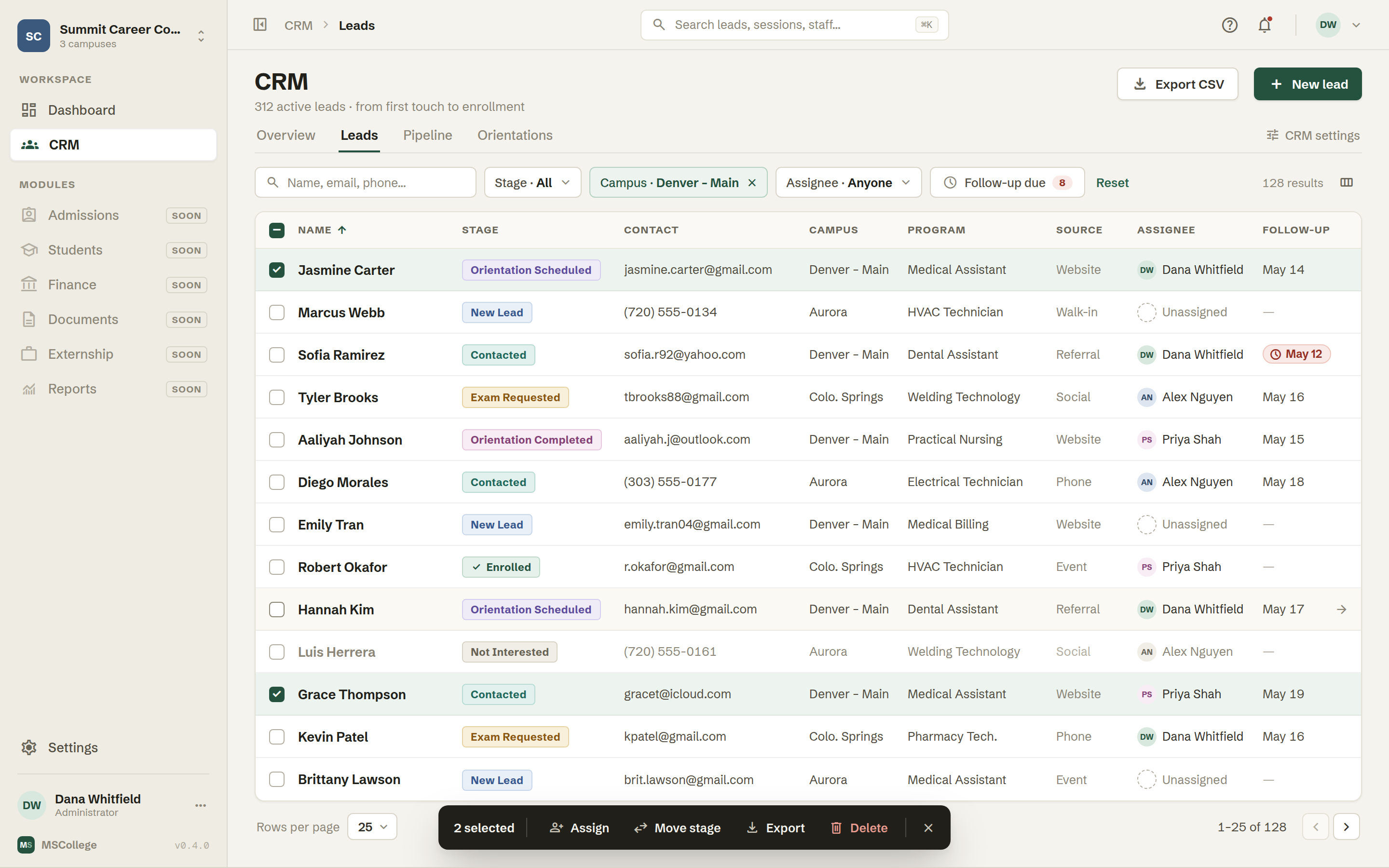 MS College — CRM